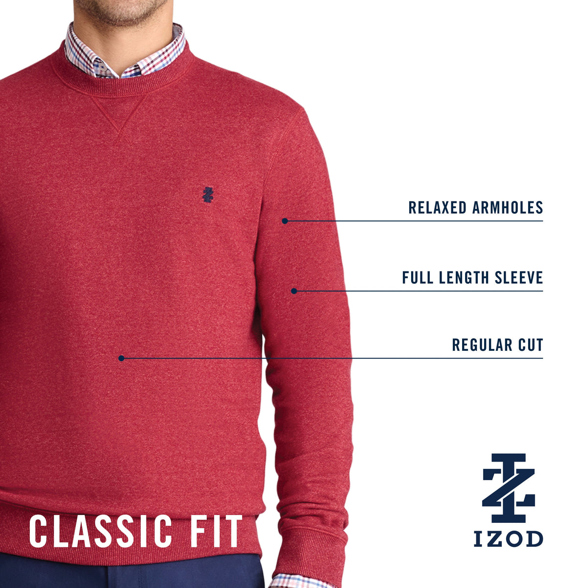 Izod Advantage Performance Crewneck Fleece - Della Robbia Blue