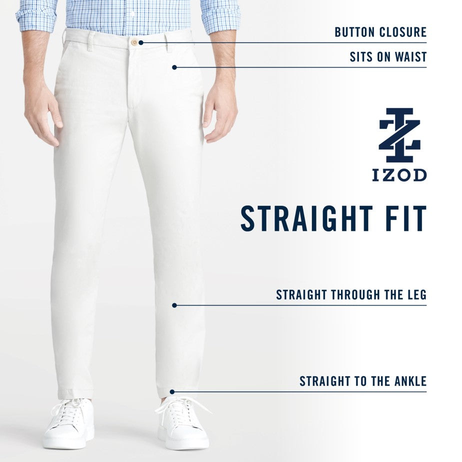 Izod Performance Stretch Flat-Front Straight Fit Chino Pants - Cedarwood Khaki