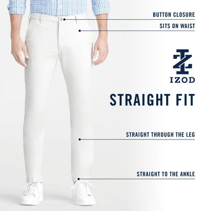 Izod Performance Stretch Flat-Front Straight Fit Chino Pants - Cedarwood Khaki
