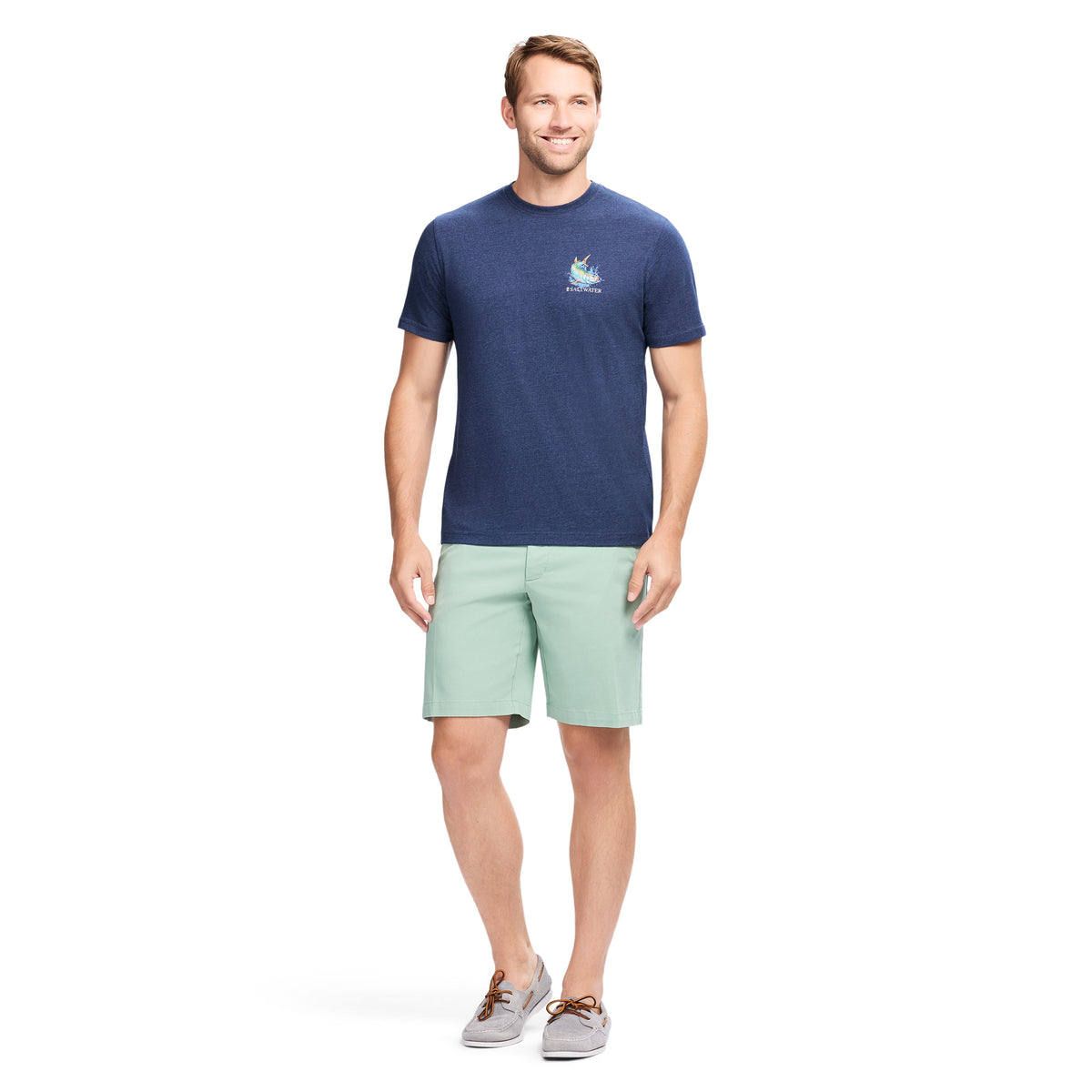 Izod SALTWATER 9.5" FLAT-FRONT CHINO SHORT - GRANITE GREEN