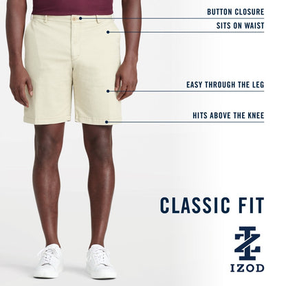 Izod Saltwater 9.5" Flat Front Chino Short - Silver Birch