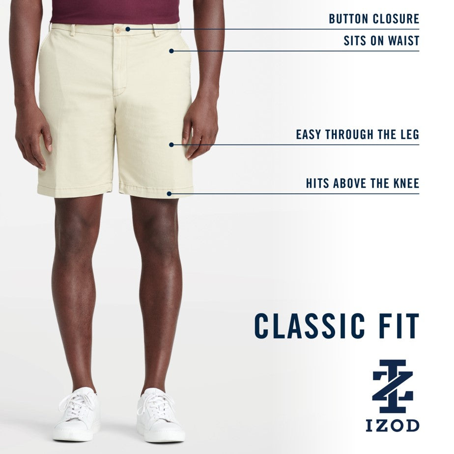 Izod Saltwater 9.5" Flat Front Chino Short - Pale Khaki