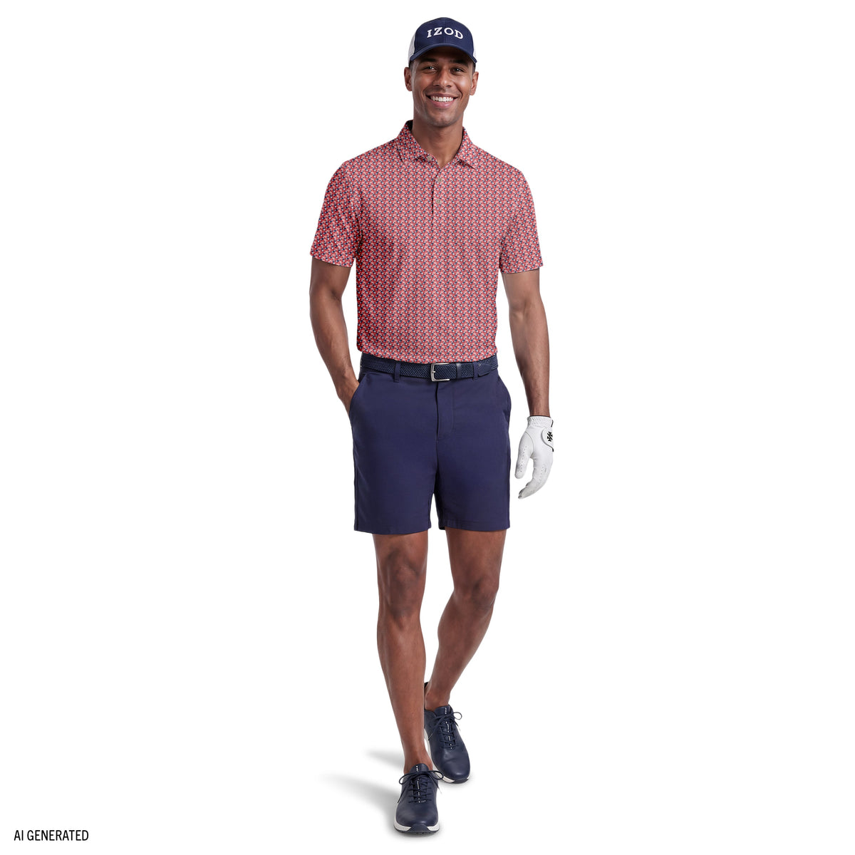 Izod GOLF SWINGFLEX ELITE SHORT SLEEVE PRINTED POLO - GARNET