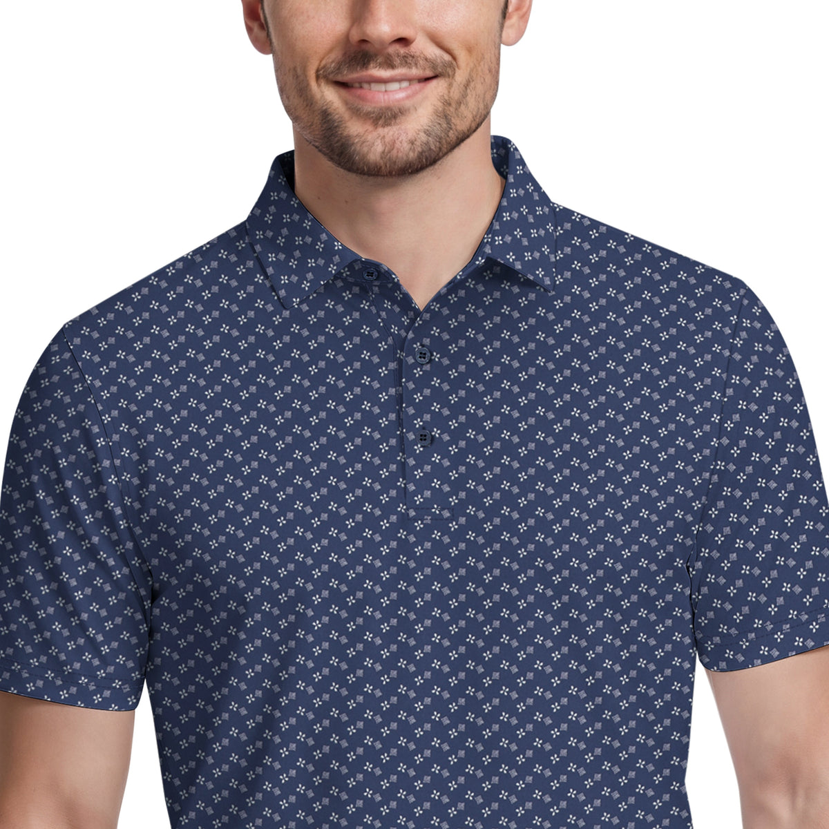 Izod GOLF SWINGFLEX ELITE SHORT SLEEVE PRINTED POLO - SARGASSO SEA
