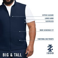 Izod Big & Tall Golf Hydrashield Vest - Black