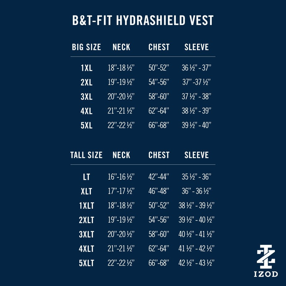Izod Big & Tall Golf Hydrashield Vest - Black