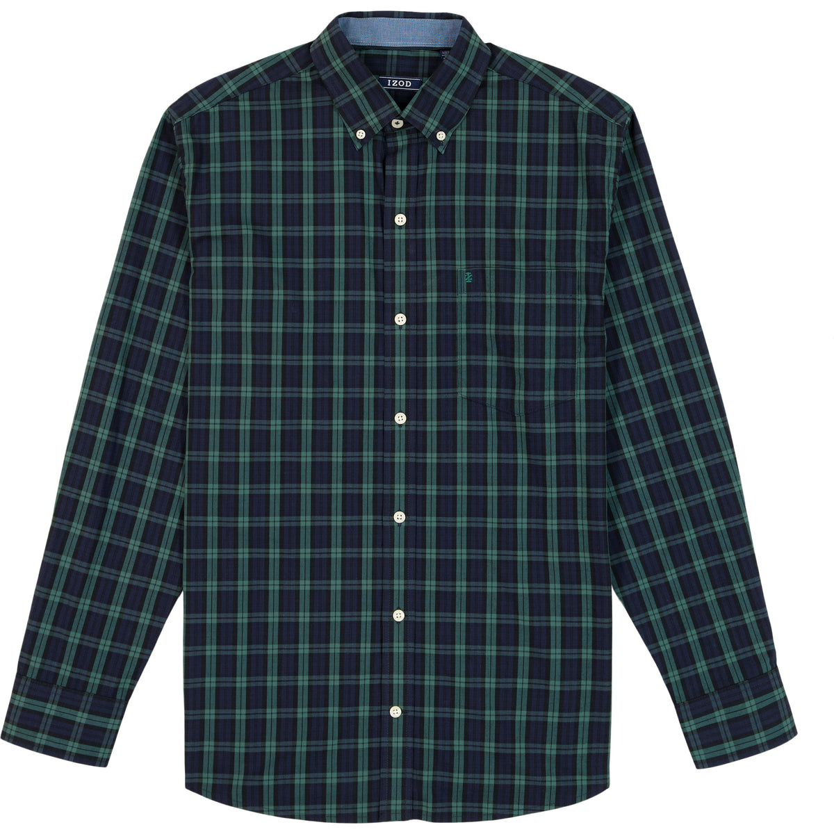Izod Big & Tall Holiday Tartan Long Sleeve Button Down Shirt - Black