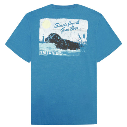 Izod BIG & TALL SALTWATER SHORT SLEEVE GRAPHIC TEE - BLUE SAPPHIRE