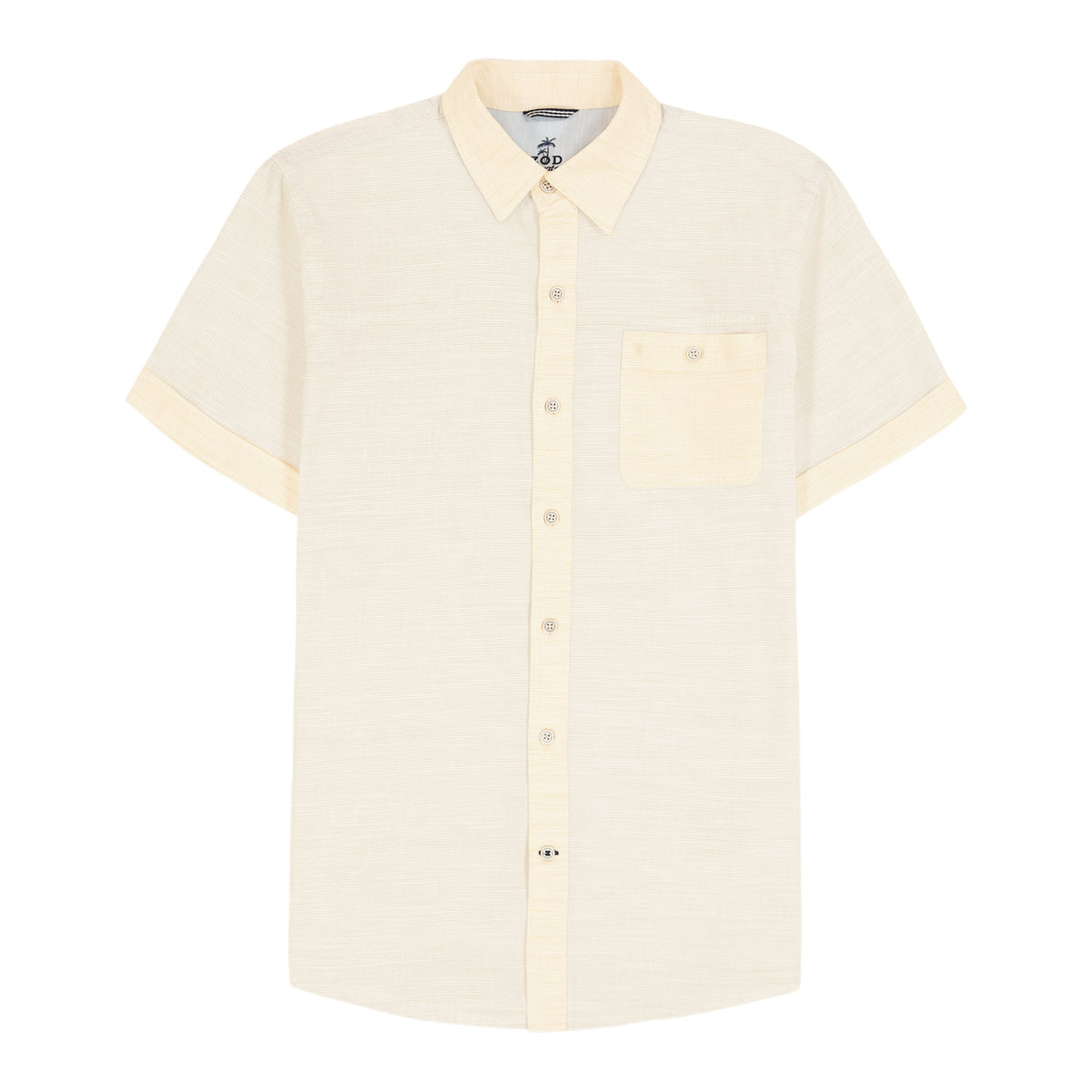 Izod Big & Tall Dockside Solid Chambray Short Sleeve Button Down Shirt - Banana Cream