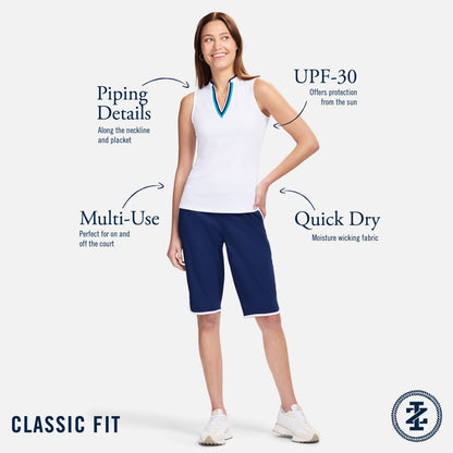 Izod VEE-RONICA COLLARLESS POLO - BRIGHT WHITE