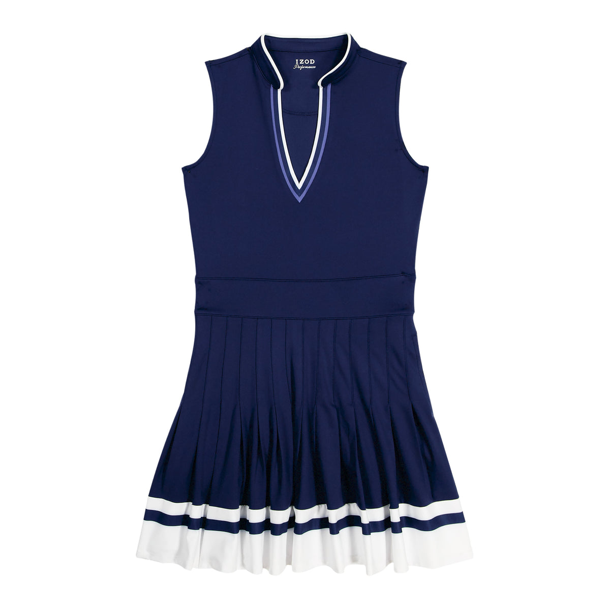 Izod RALLY V-NECK PLEATED DRESS - MEDIEVAL BLUE