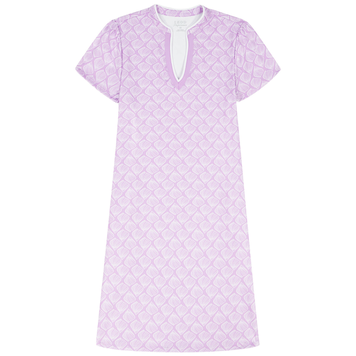 Izod SARA S/S PRINTED DRESS - SHEER LILAC