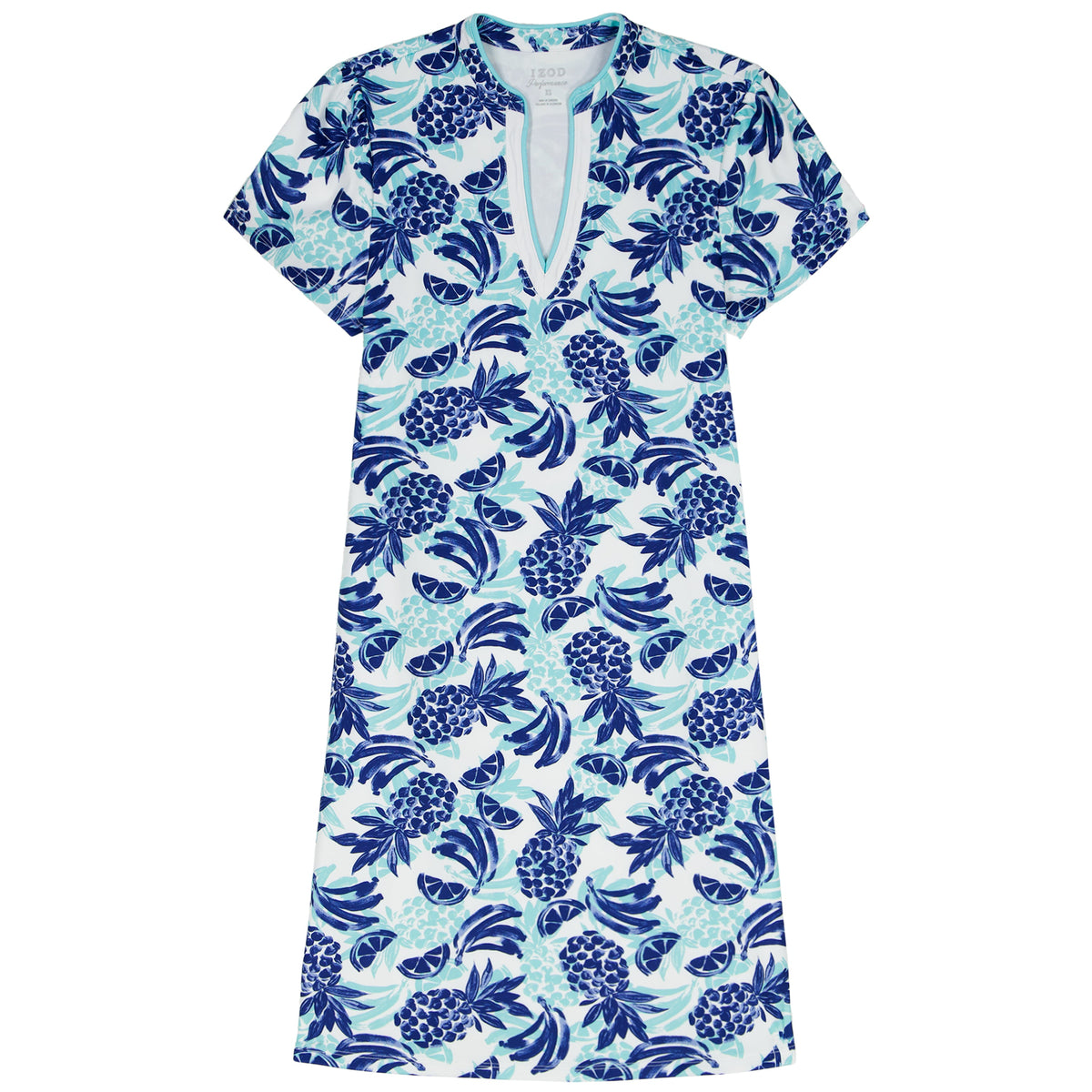 Izod SARA S/S PRINTED DRESS - ARUBA BLUE