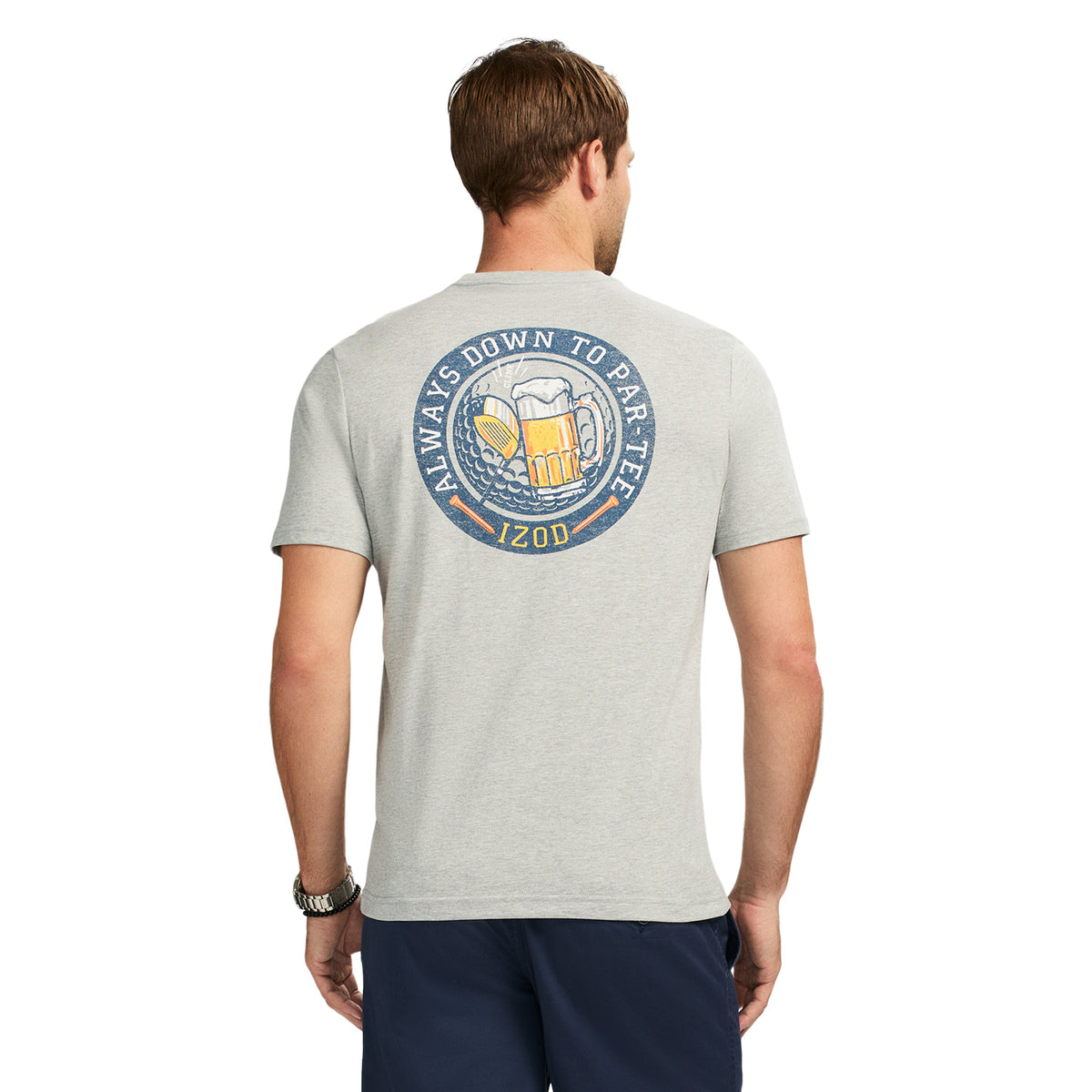 Izod Saltwater Short Sleeve Graphic Tee - Lt Grey Hthr
