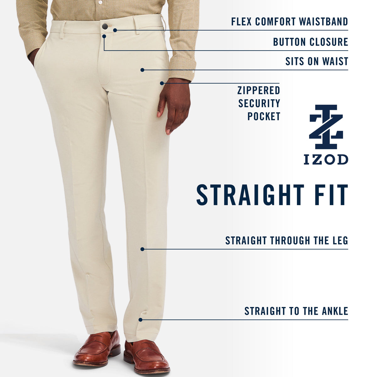 Izod Traveler Flat Front Chino - Laurel Wreath Hthr