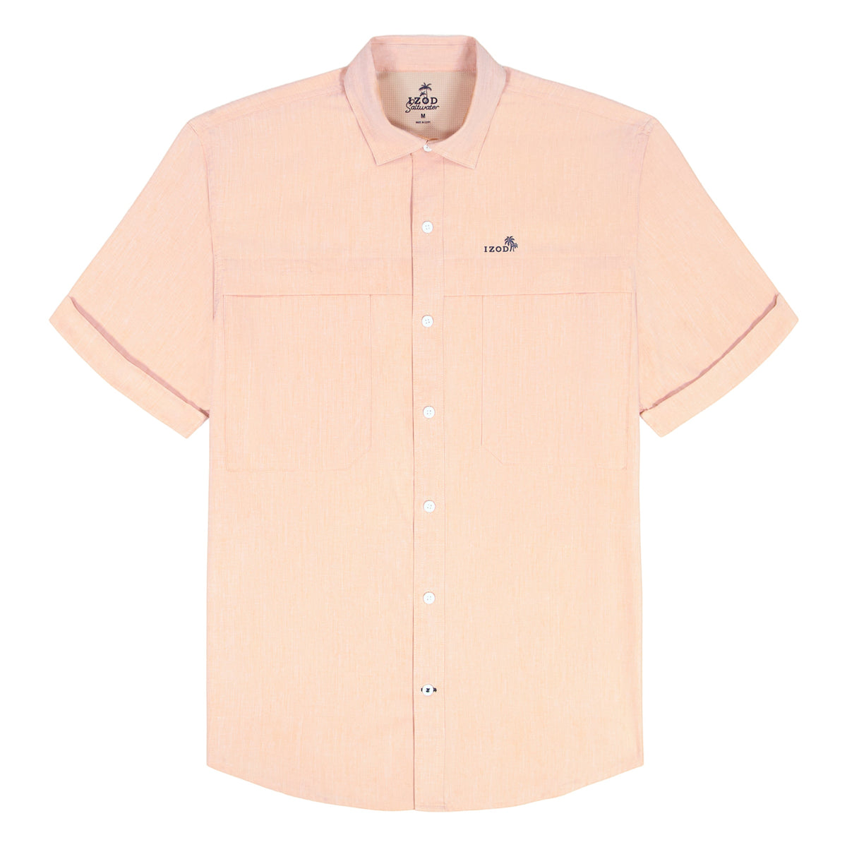 Izod SUNSHIELD PERFORMANCE S/S BUTTON-DOWN SHIRT - CANTALOUPE
