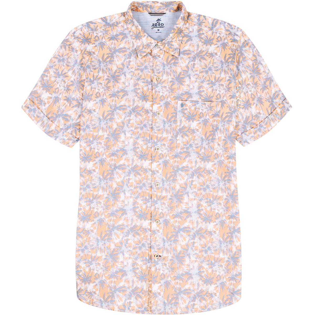 Izod DOCKSIDE CHAMBRAY S/S PRINTED SHIRT - PEACH COBBLER