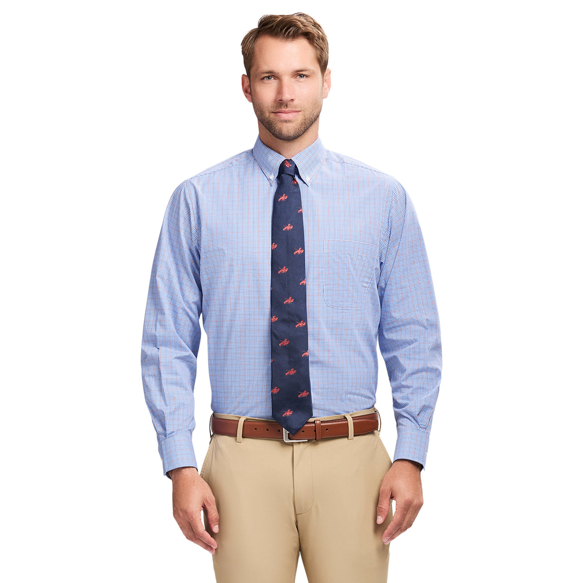 Izod All Over Stretch Button Down Dress Shirt - Sodalite Blue