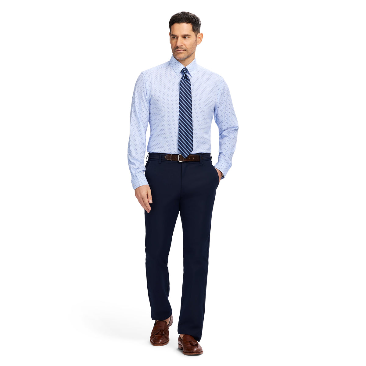 Izod Ls Prt Super Stretch - Th Light Blue