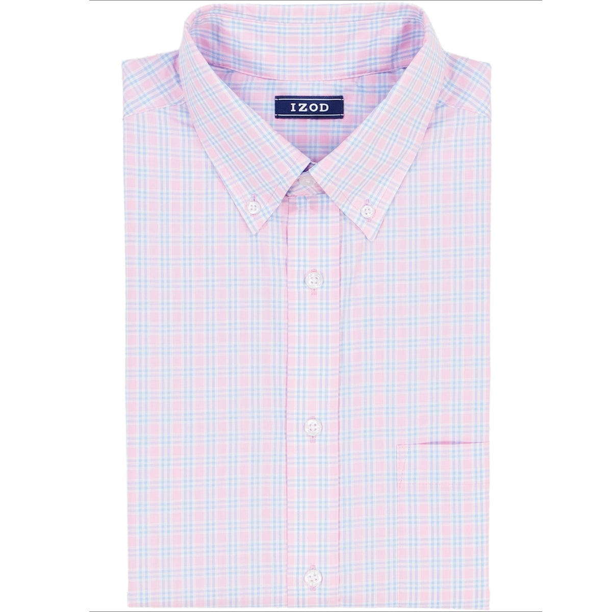 Izod All Over Stretch Plaid Button Down Dress Shirt (Button Down Collar) - Lilac Sachet