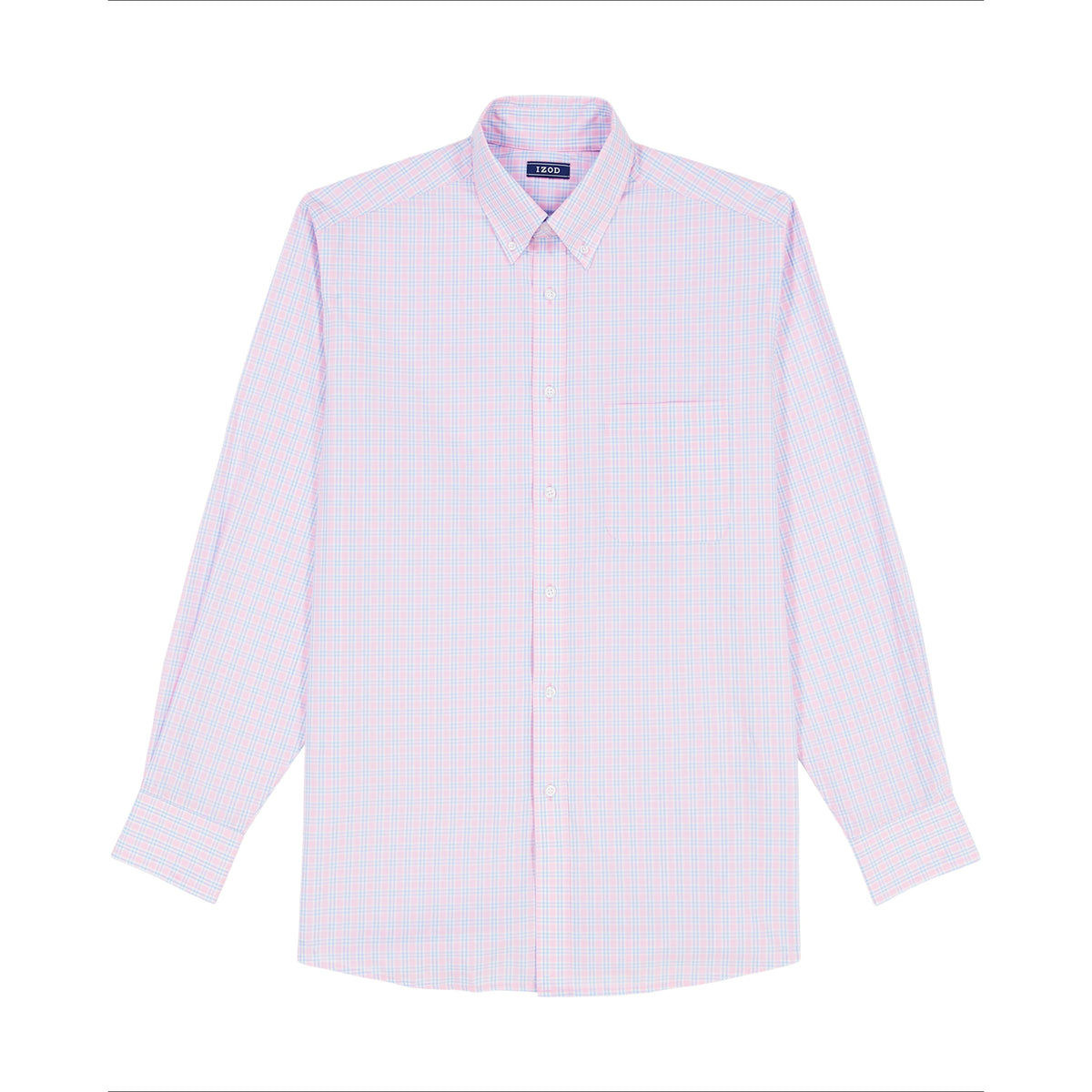 Izod All Over Stretch Plaid Button Down Dress Shirt (Button Down Collar) - Lilac Sachet