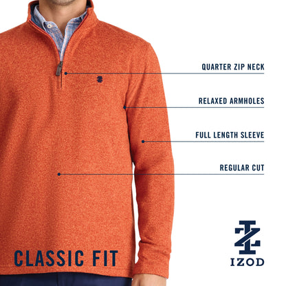 Izod Thermasoft Sweater Fleece Quarter Zip - Rock Hthr