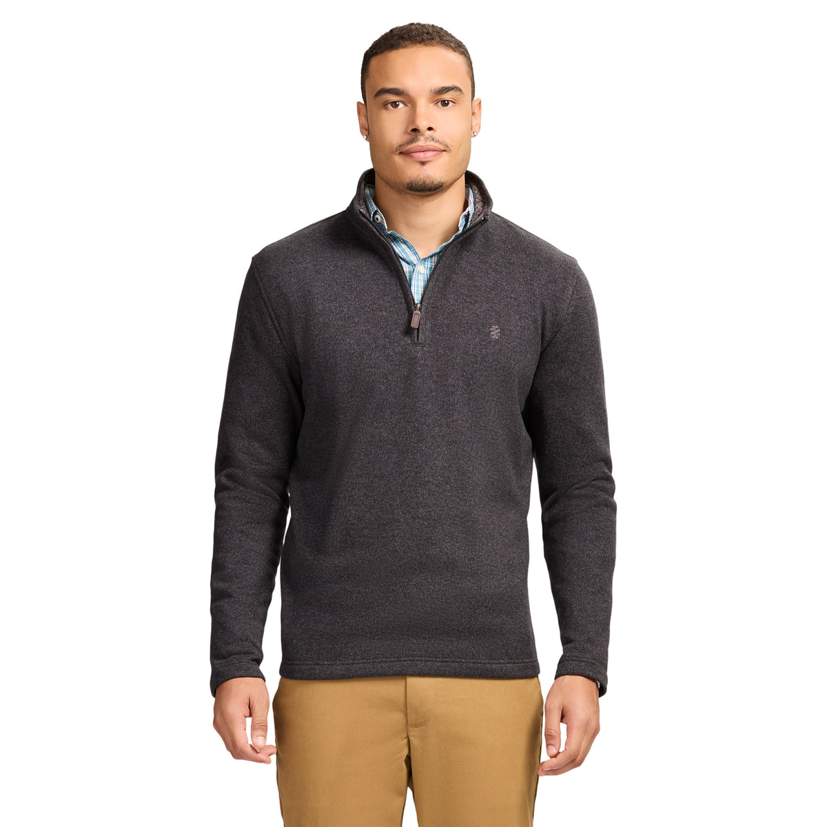 Izod Thermasoft Sweater Fleece Quarter Zip - Black