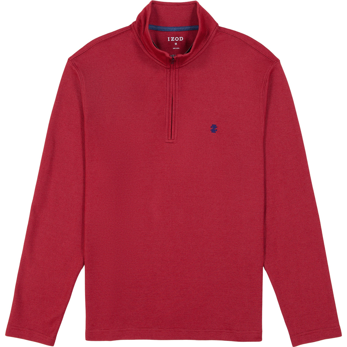 Izod Performance Comfort Striped Quarter Zip - Tomato
