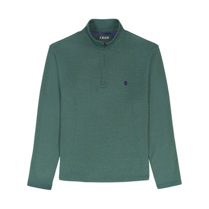 Izod Performance Comfort Striped Quarter Zip - Forest
