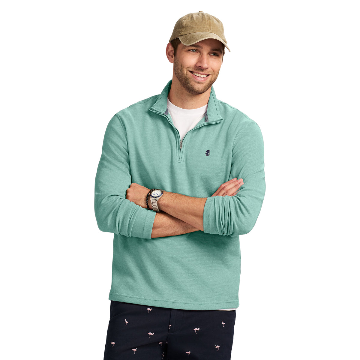 Izod PERFORMANCE COMFORT QUARTER ZIP - BERYL GREEN