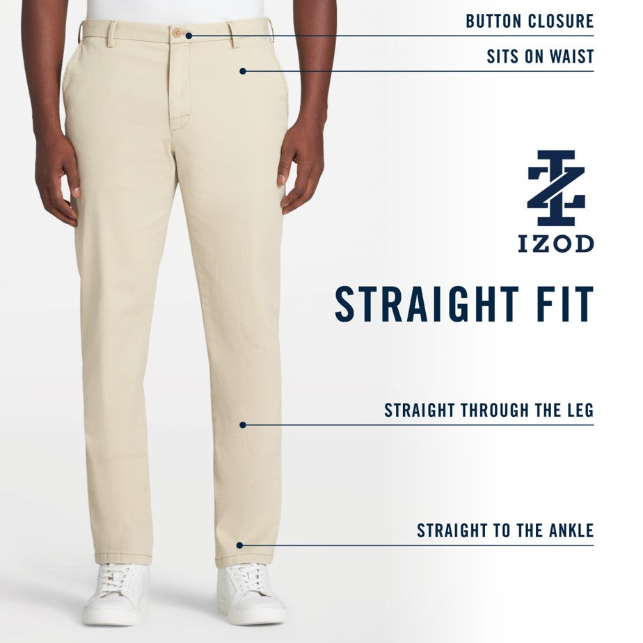 Izod Saltwater Stretch Flat-Front Straight Fit Chino Pant - Asphalt