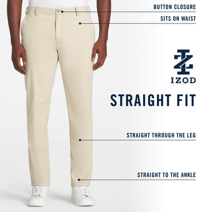 Izod Saltwater Stretch Flat-Front Straight Fit Chino Pant - Asphalt