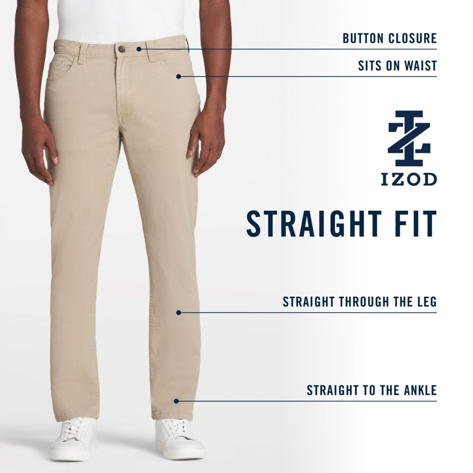Izod Saltwater 5-Pocket Straight Fit Chino Pant - Silver Birch