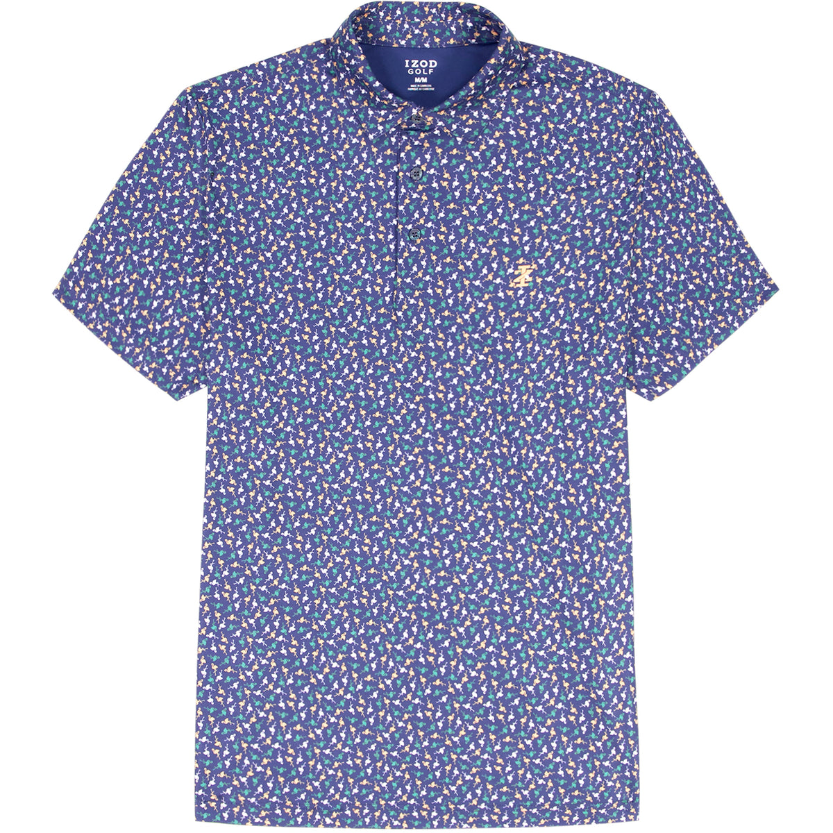 Izod BIG & TALL GOLF SWINGFLEX ELITE PRINTED POLO - MEDIEVAL BLUE