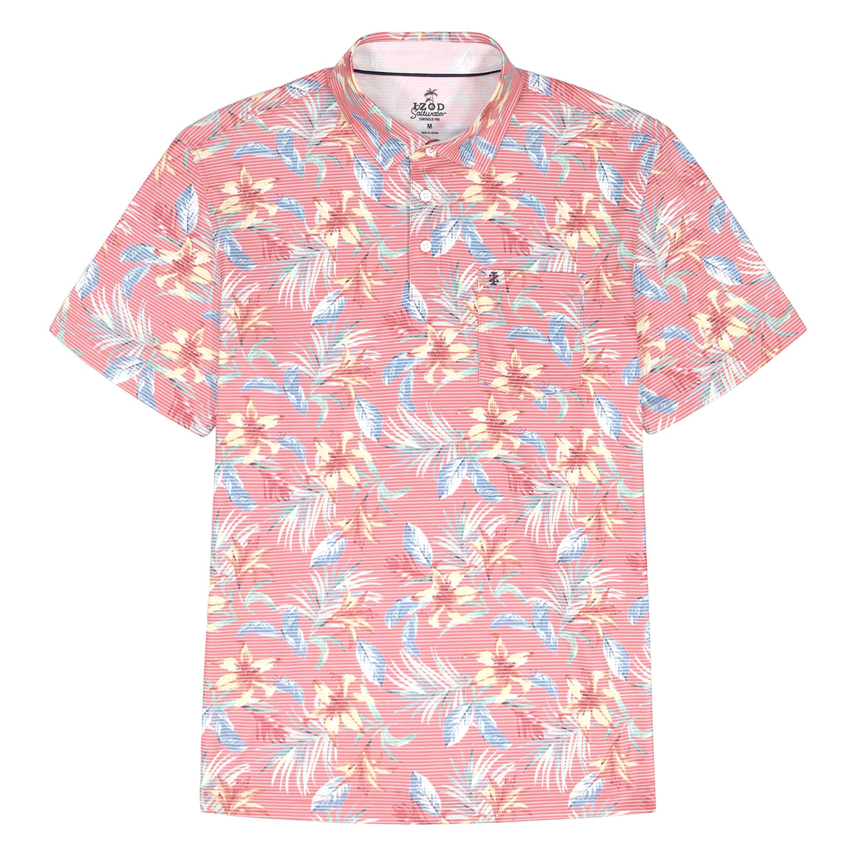 Izod SUNSHIELD PERFORMANCE S/S PRINTED POLO - ROSE OF SHARON