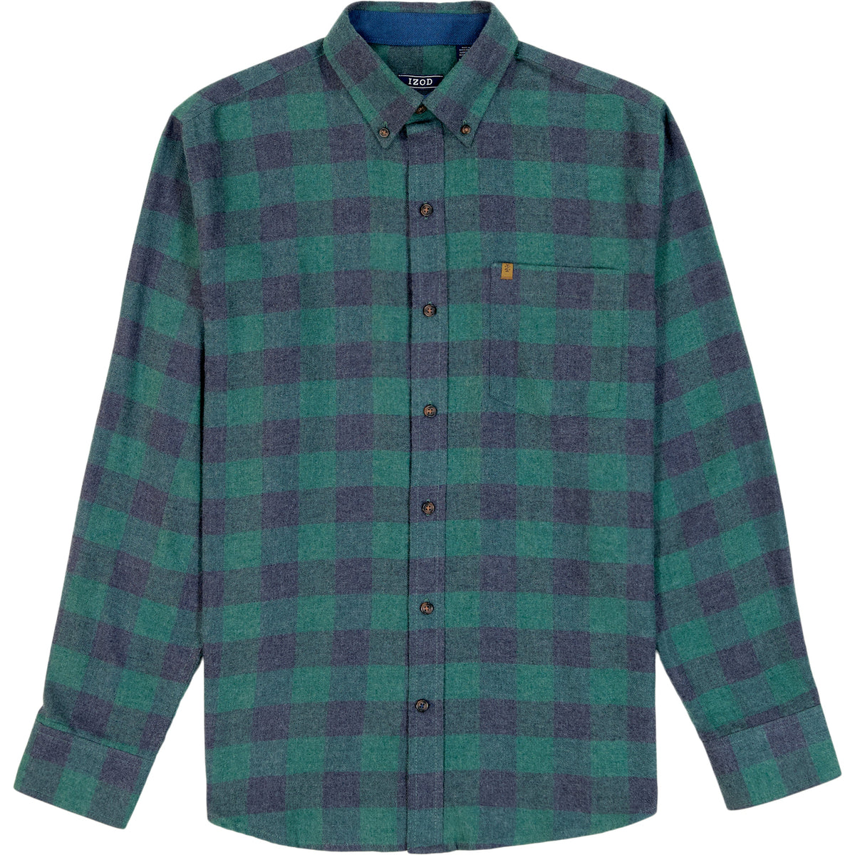 Izod Stratton Flannel Long Sleeve Button Down Shirt - Trekking Green