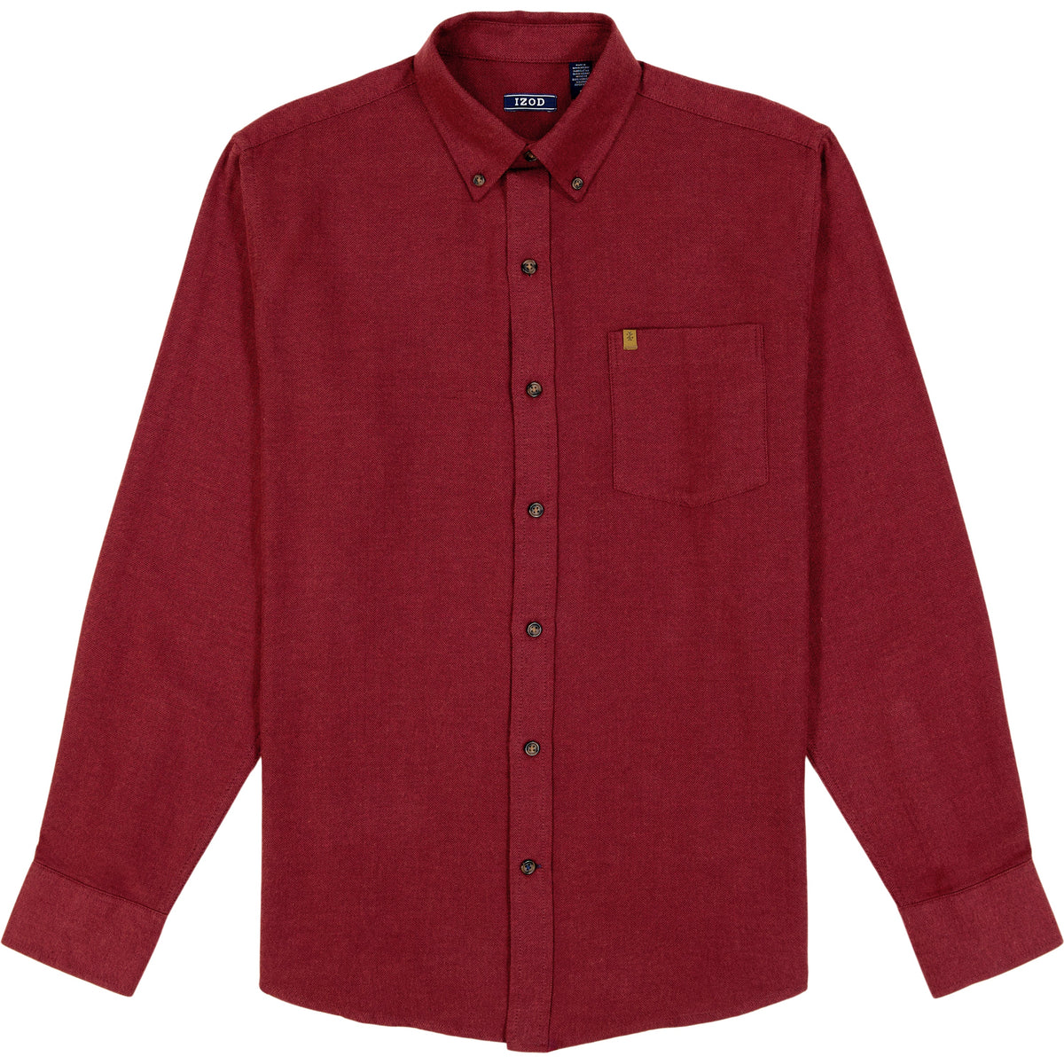 Izod Stratton Flannel Long Sleeve Button Down Shirt - Sundried Tomato