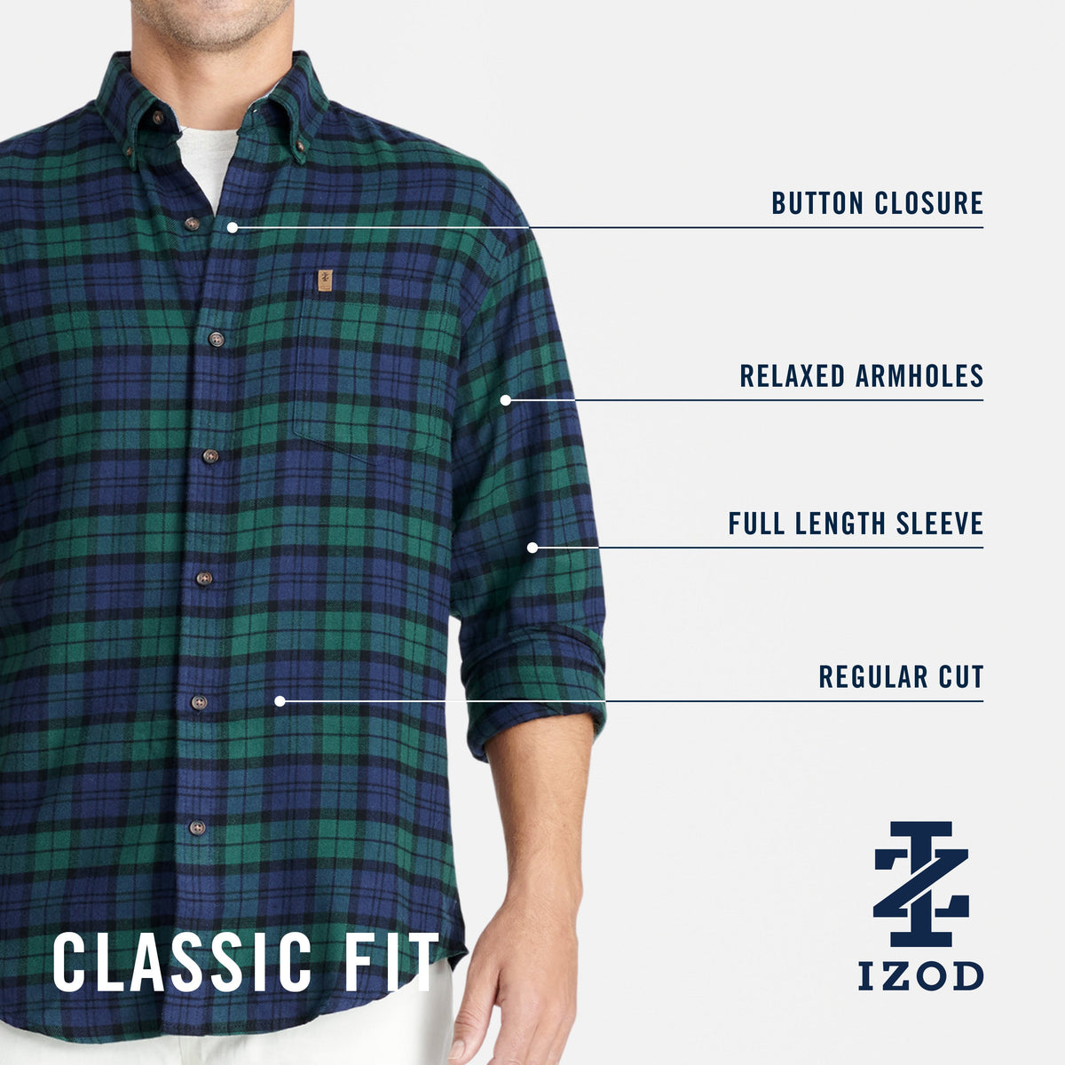 Izod Stratton Flannel Long Sleeve Button Down Shirt - Sundried Tomato
