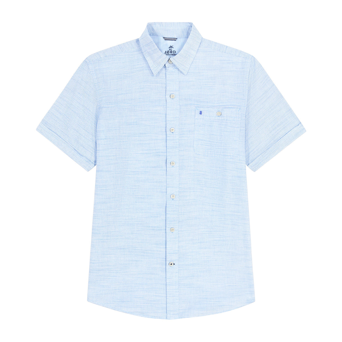 Izod Dockside Solid Chambray Short Sleeve Button Down Shirt - Blue Revival