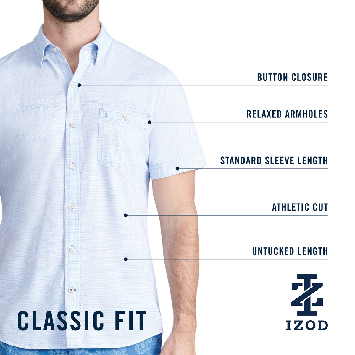 Izod Dockside Solid Chambray Short Sleeve Button Down Shirt - Wasabi