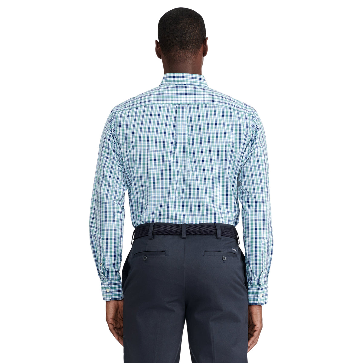 Izod Performance Comfort L/S Plaid Shirt - Deep Sea