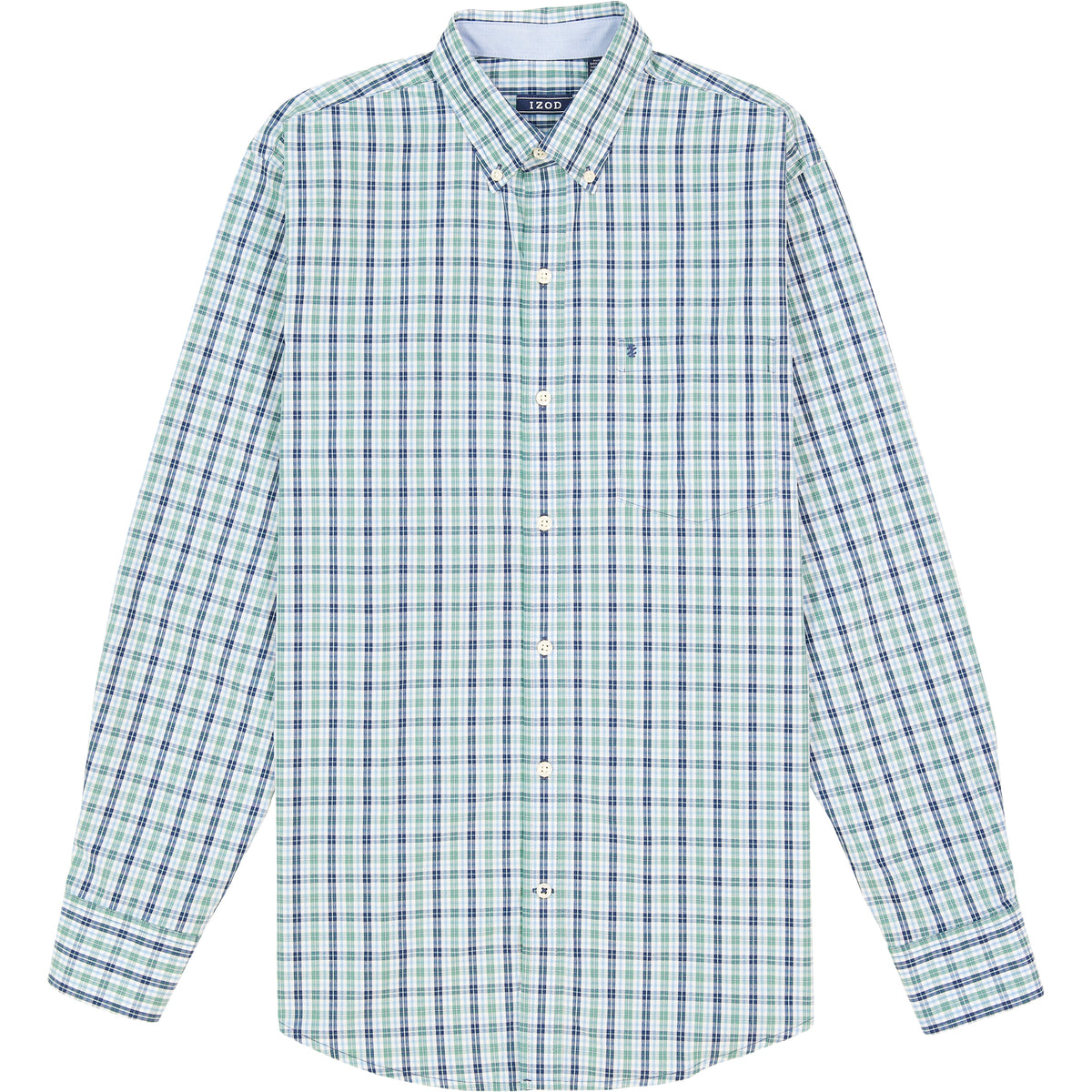 Izod Performance Comfort L/S Plaid Shirt - Deep Sea