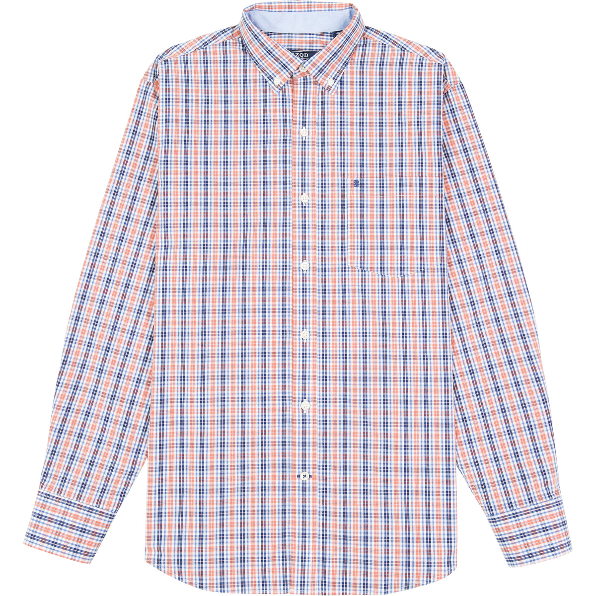 Izod Performance Comfort L/S Plaid Shirt - Orange Rust
