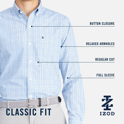 Izod Performance Comfort L/S Plaid Shirt - Orange Rust