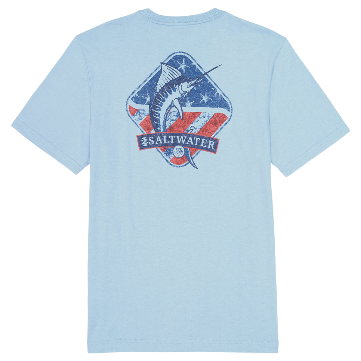 Izod BIG & TALL SALTWATER SHORT SLEEVE GRAPHIC TEE - CHAMBRAY BLUE