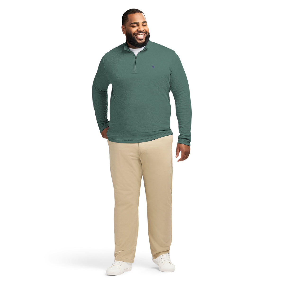 Izod Big & Tall Performance Comfort Striped Quarter Zip - Forest