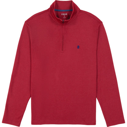 Izod Big & Tall Performance Comfort Striped Quarter Zip - Tomato