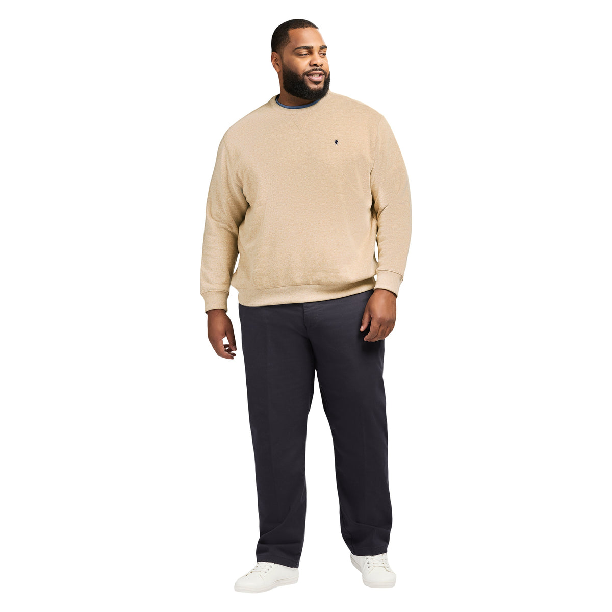 Izod Big & Tall Advantage Performance Crewneck Fleece - Camel Hthr