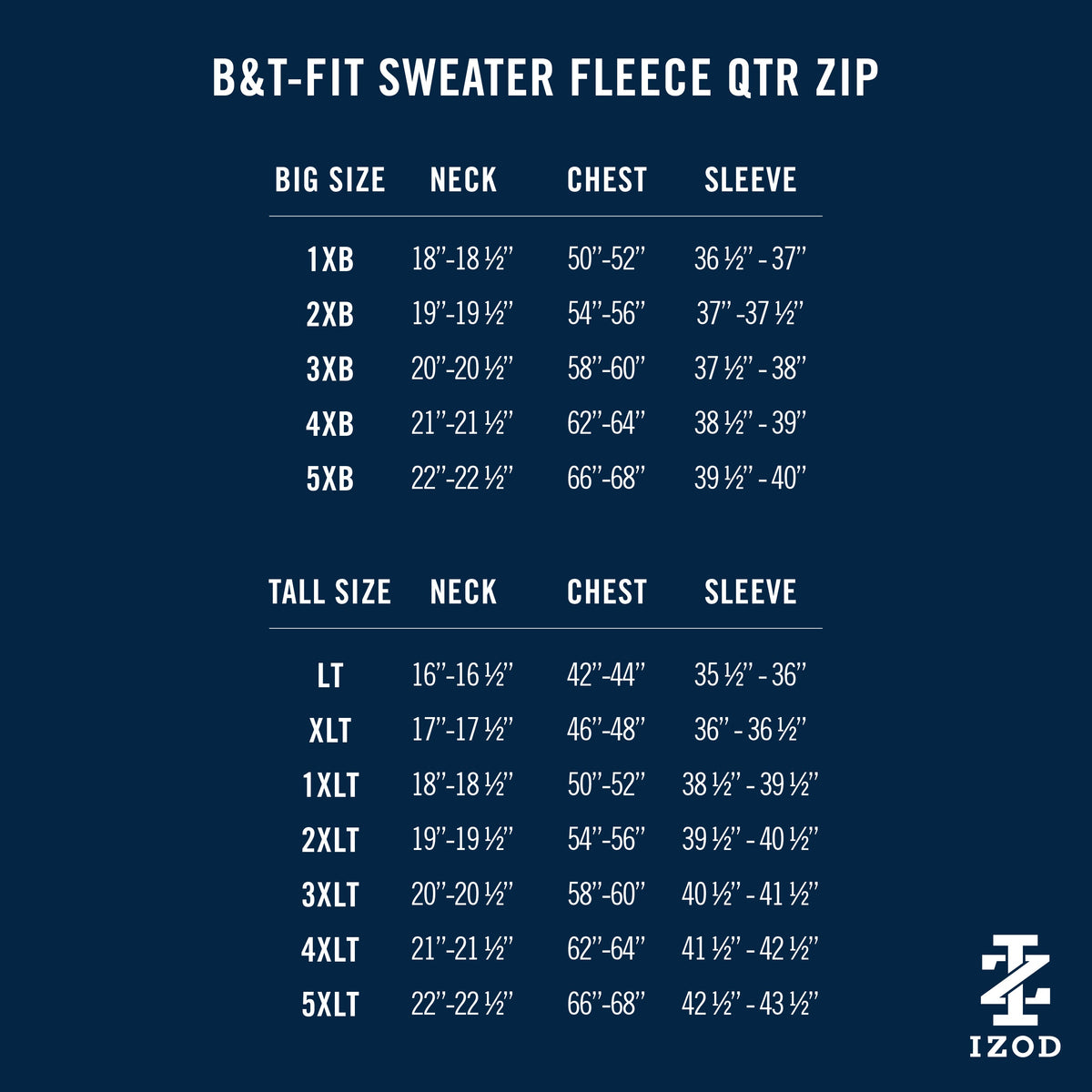 Izod Big & Tall Thermasoft Sweater Fleece Quarter Zip - Navy Blazer