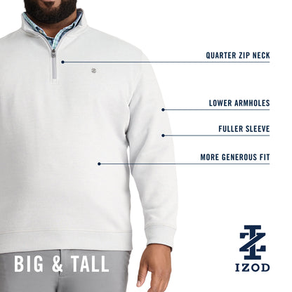 Izod Big & Tall Advantage Performance Quarter Zip Fleece - Black